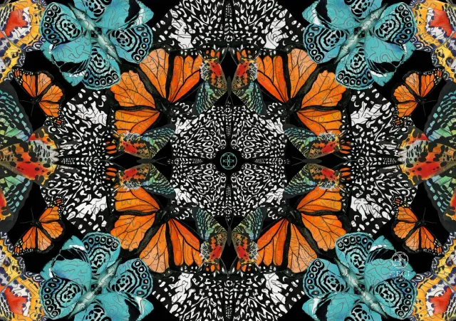 Mosaic Puzzles Monarch Kaleidoscope puzzle lemn 500 piese fluturi
