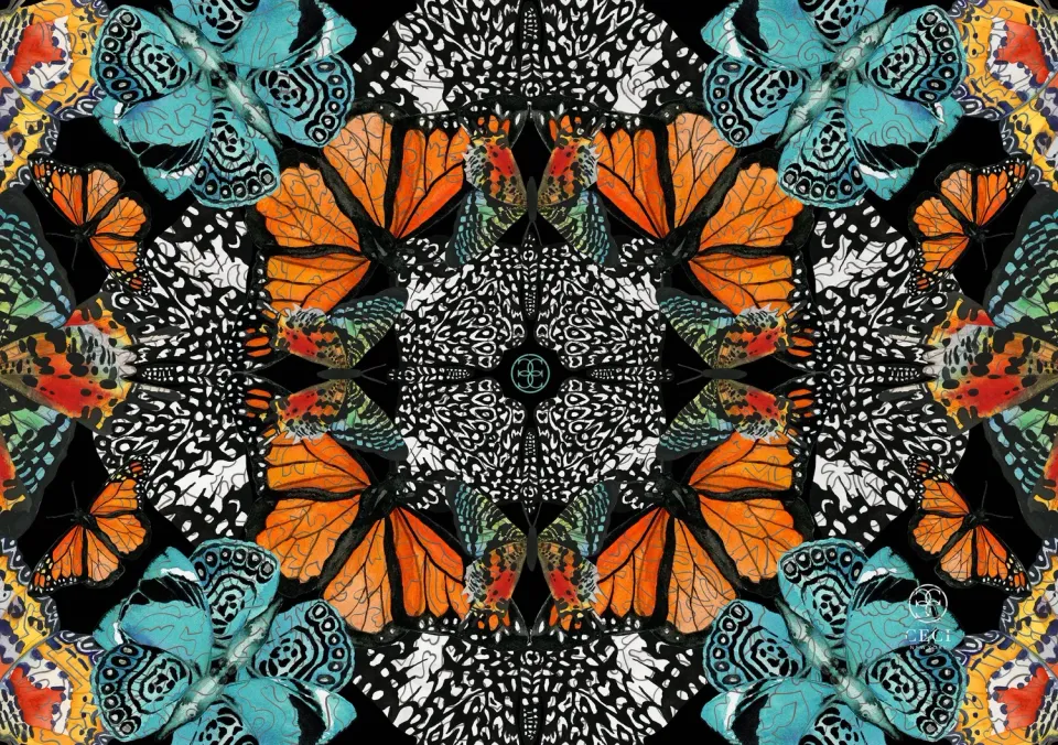 Mosaic Puzzles Monarch Kaleidoscope puzzle lemn 500 piese fluturi