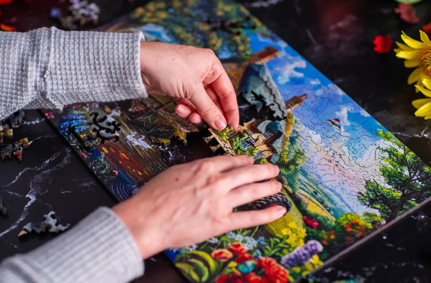 Mosaic Puzzles Joyful Morning tractor puzzle lemn 500 piese