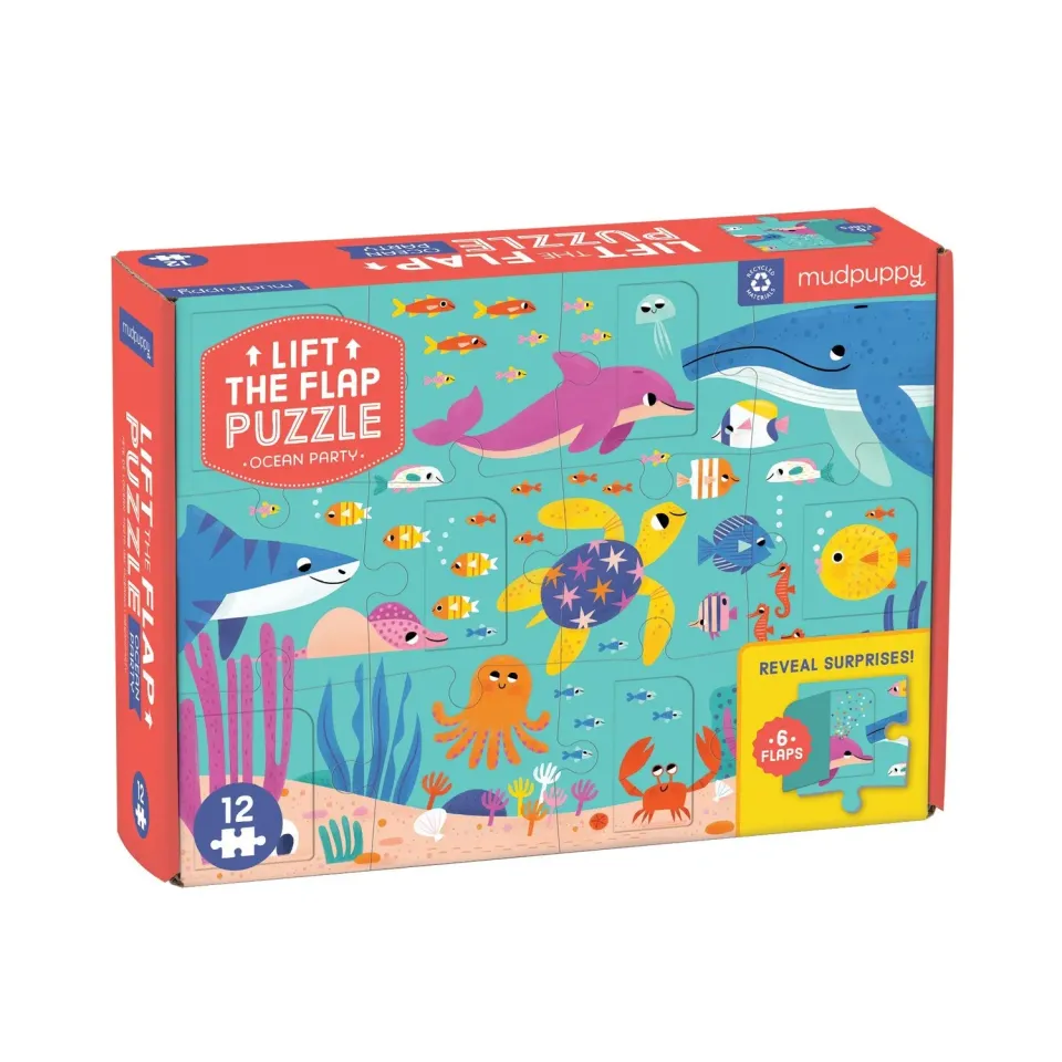 Mudpuppy Ocean Party puzzle 12 piese cu clapete