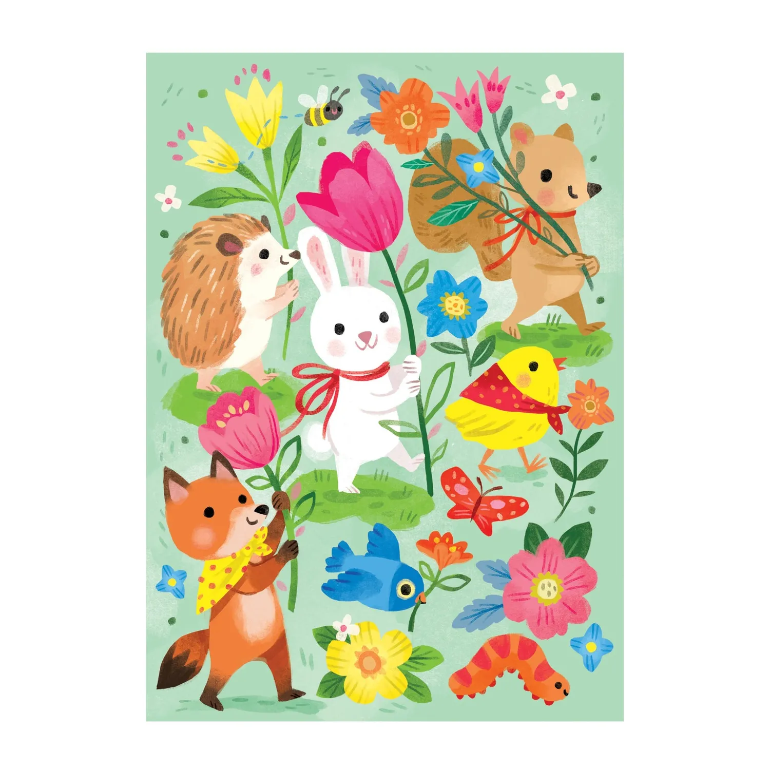 Mudpuppy Hoppy Easter puzzle felicitare 12 piese Paște