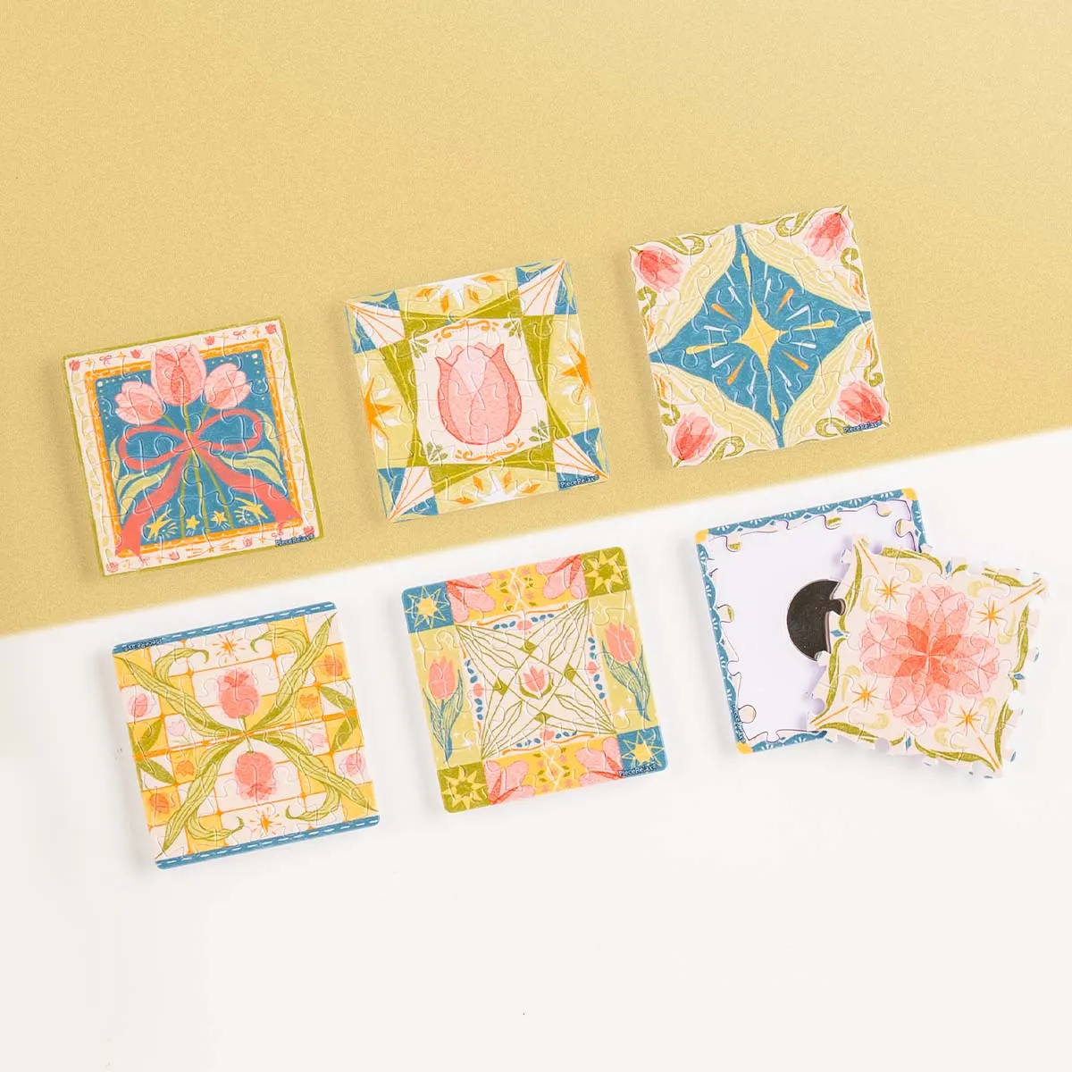 PieceRelax Tulip Tile D1601 magneti puzzle 6 buc