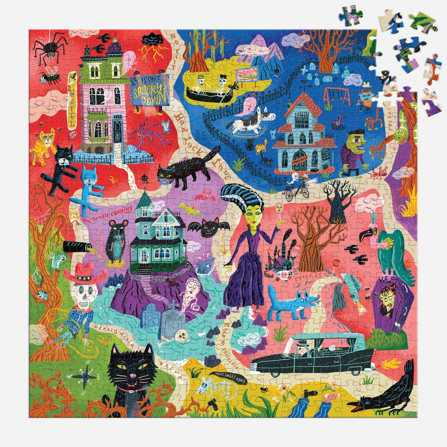 Mudpuppy Welcome to Spooky Town puzzle familie 500 piese Halloween