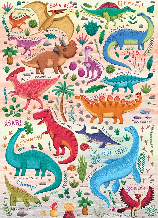 Cobble Hill Rawr! puzzle 500 piese dinozauri colorati