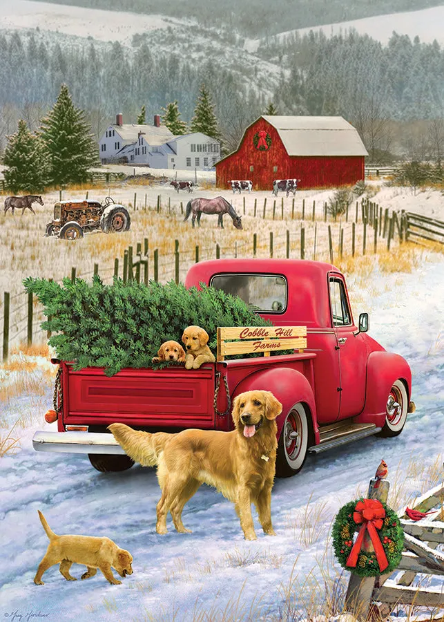 Cobble Hill Red Truck Farm puzzle tavă 35 piese iarnă