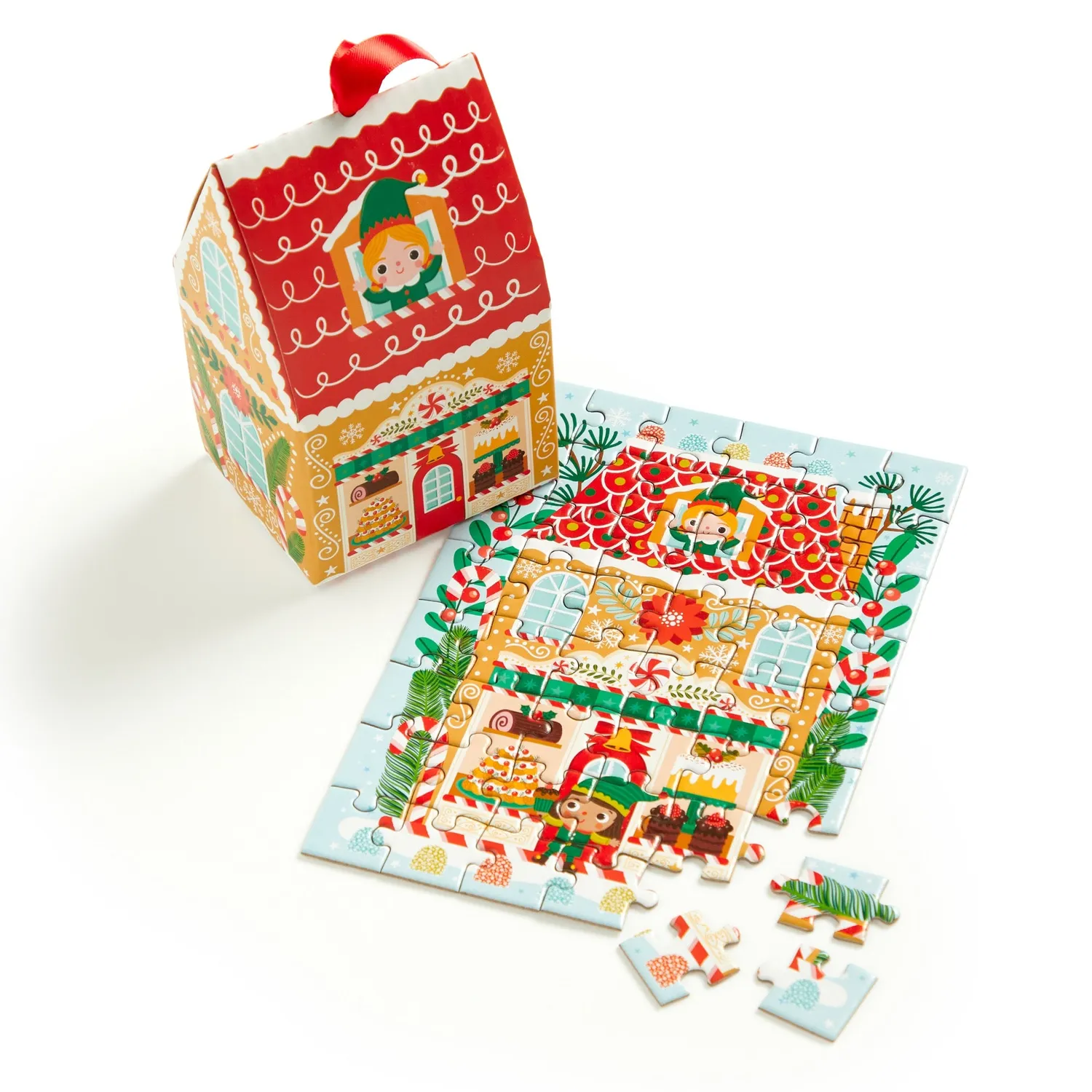 Mudpuppy Santa's Bakery ornament puzzle 48 piese