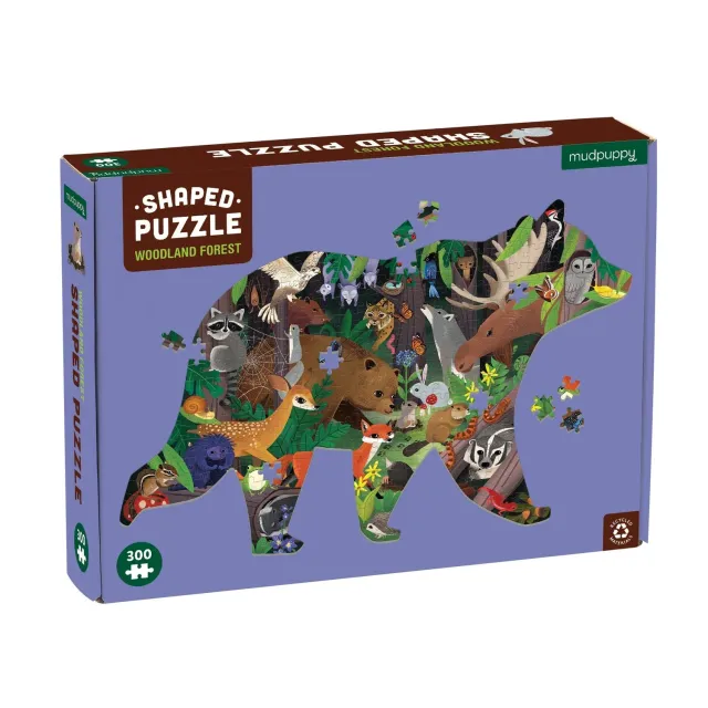 Mudpuppy Woodland Forest puzzle forma urs 300 piese