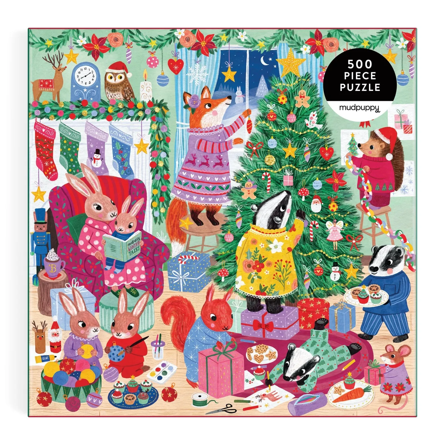 Mudpuppy Evergreen Evening puzzle familie 500 piese iarnă