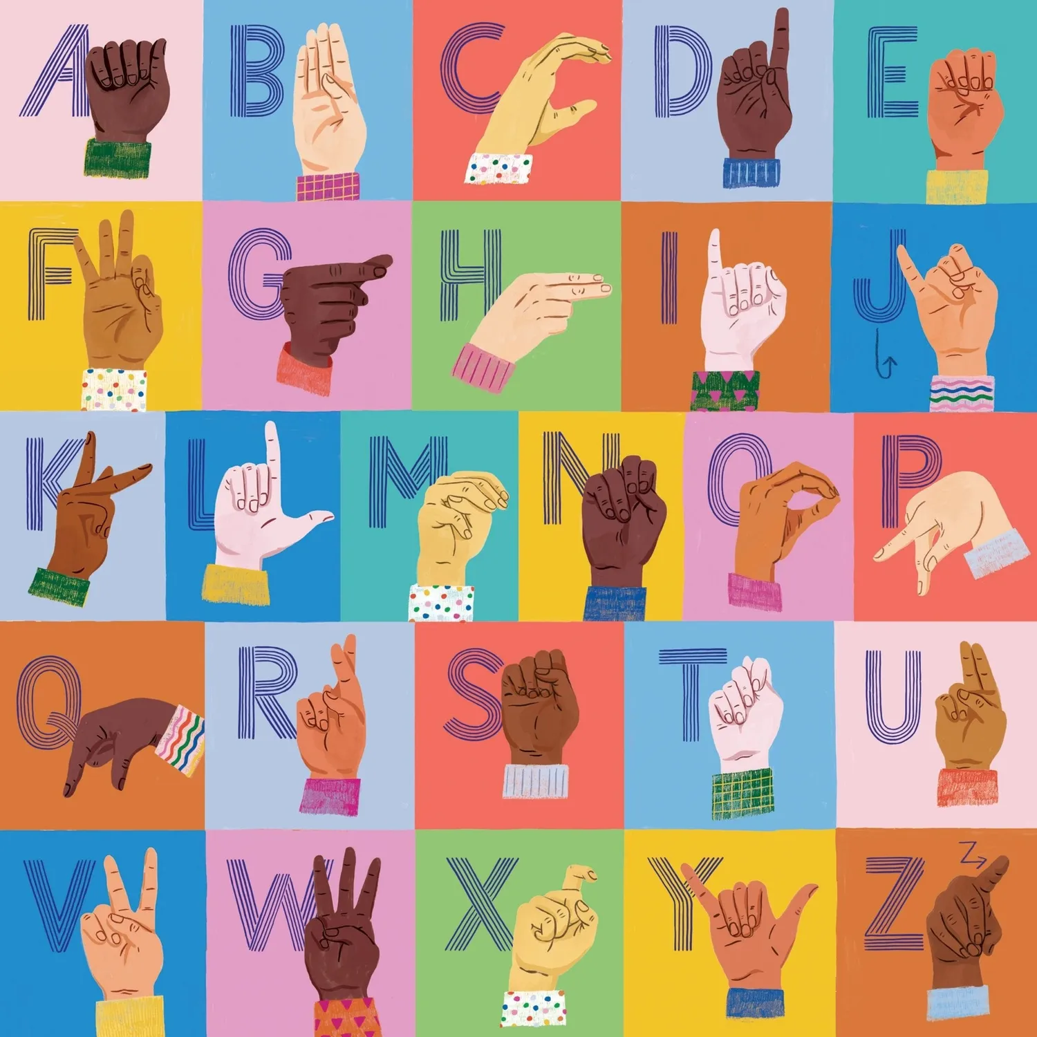 Mudpuppy American Sign Language Alphabet puzzle 500 piese educativ