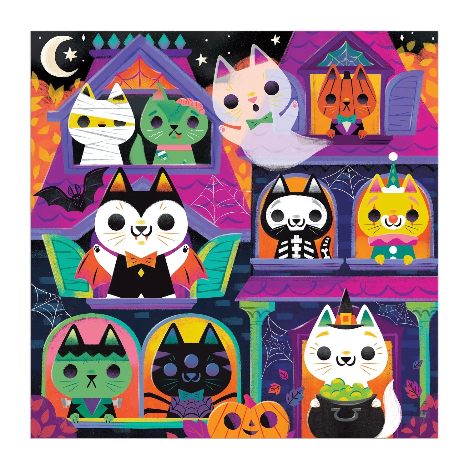Mudpuppy Haunted House Cats puzzle 300 piese fosforescent