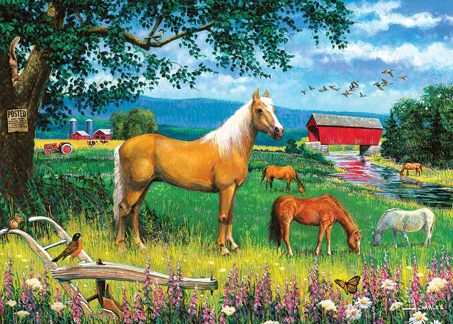 Cobble Hill Horses in the Field puzzle tava 35 piese cai