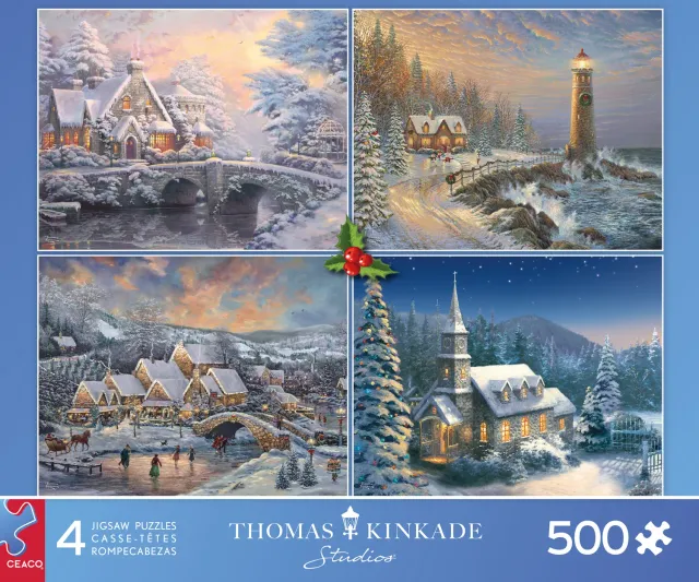 Ceaco Thomas Kinkade Holiday Multipack puzzle 4x500 iarnă