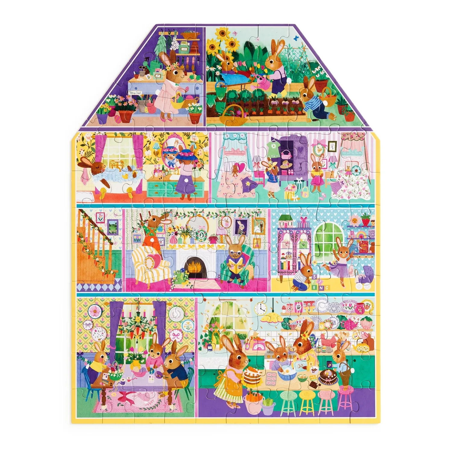 Mudpuppy Cottontail Cottage puzzle casă 100 piese 43x56 cm