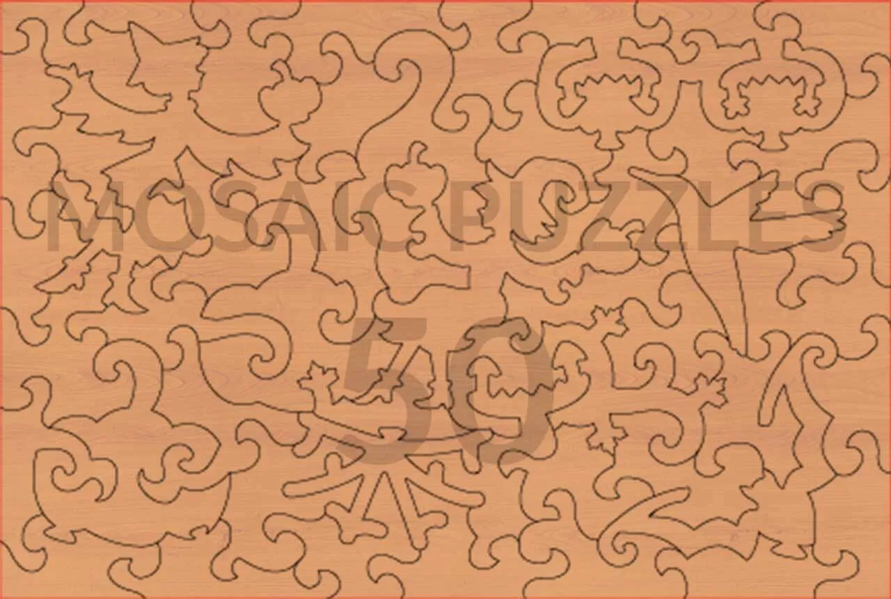 Mosaic Puzzles Patterned Pumpkins puzzle lemn 50 piese halloween