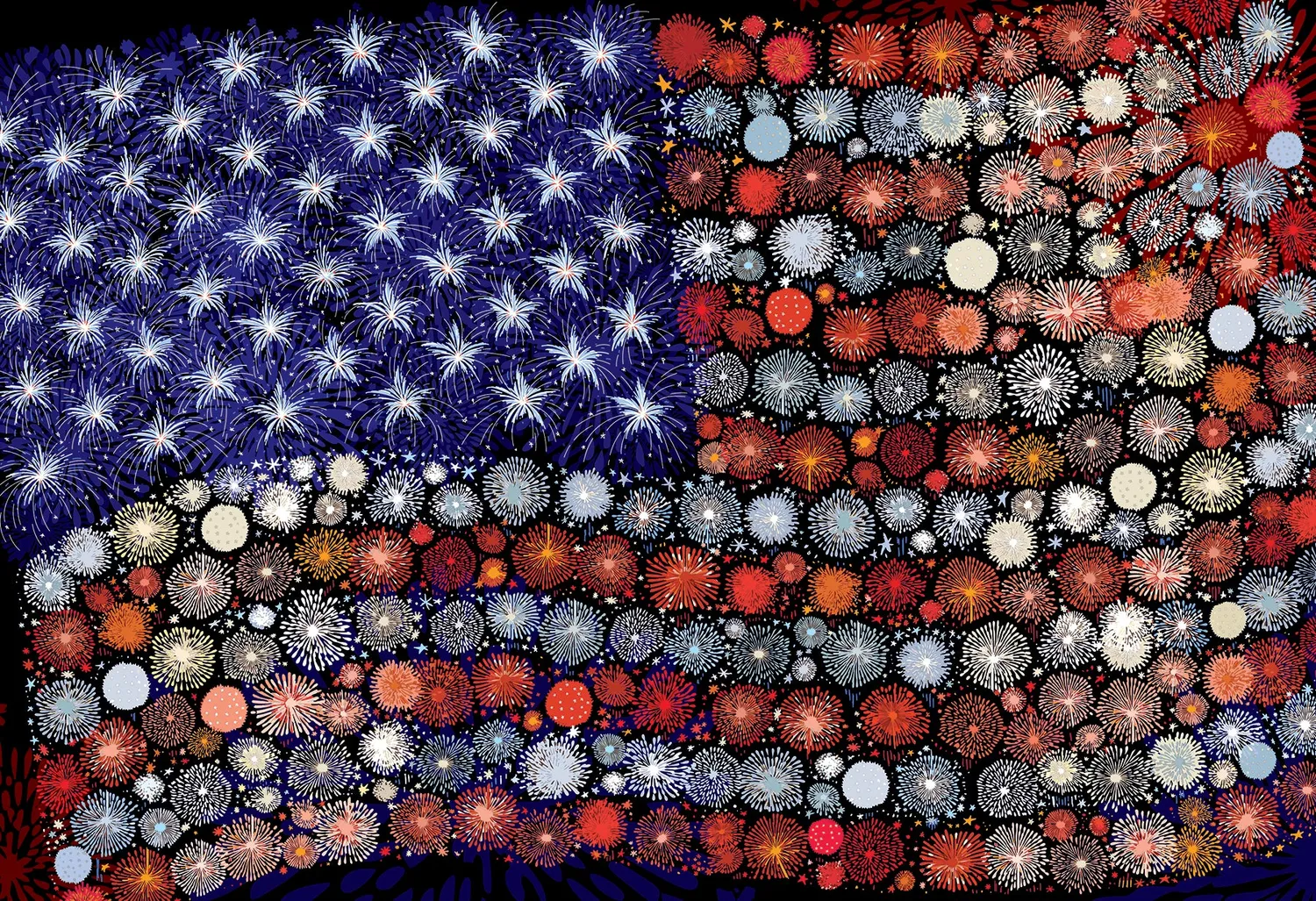 Cobble Hill Fireworks puzzle 100 piese steag SUA