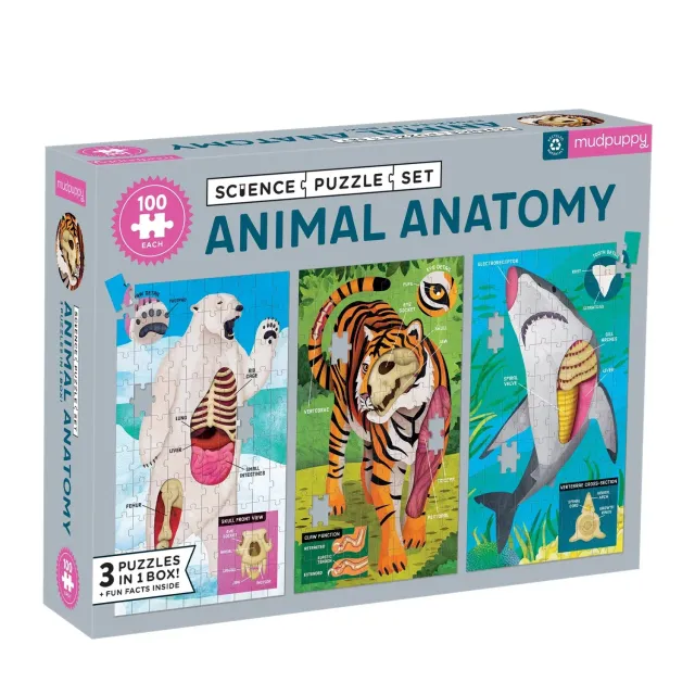 Mudpuppy Animal Anatomy set 3 puzzle-uri 100 piese