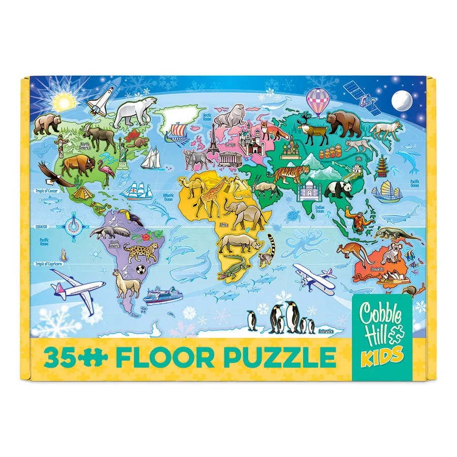 Cobble Hill Map of the World puzzle podea 35 piese