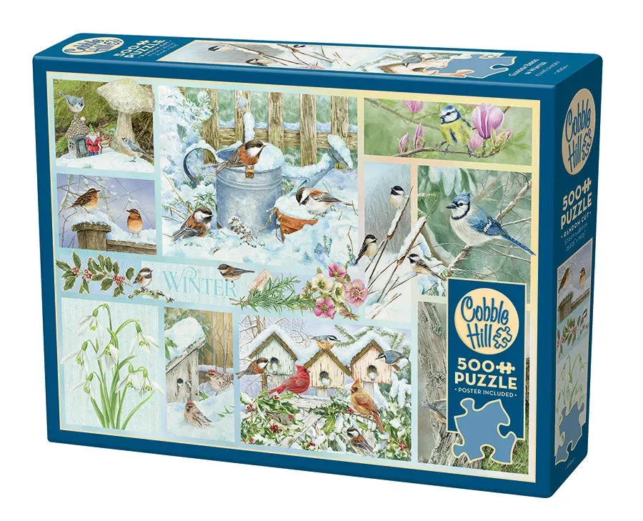 Cobble Hill Garden Birds in Winter puzzle 500 piese iarnă