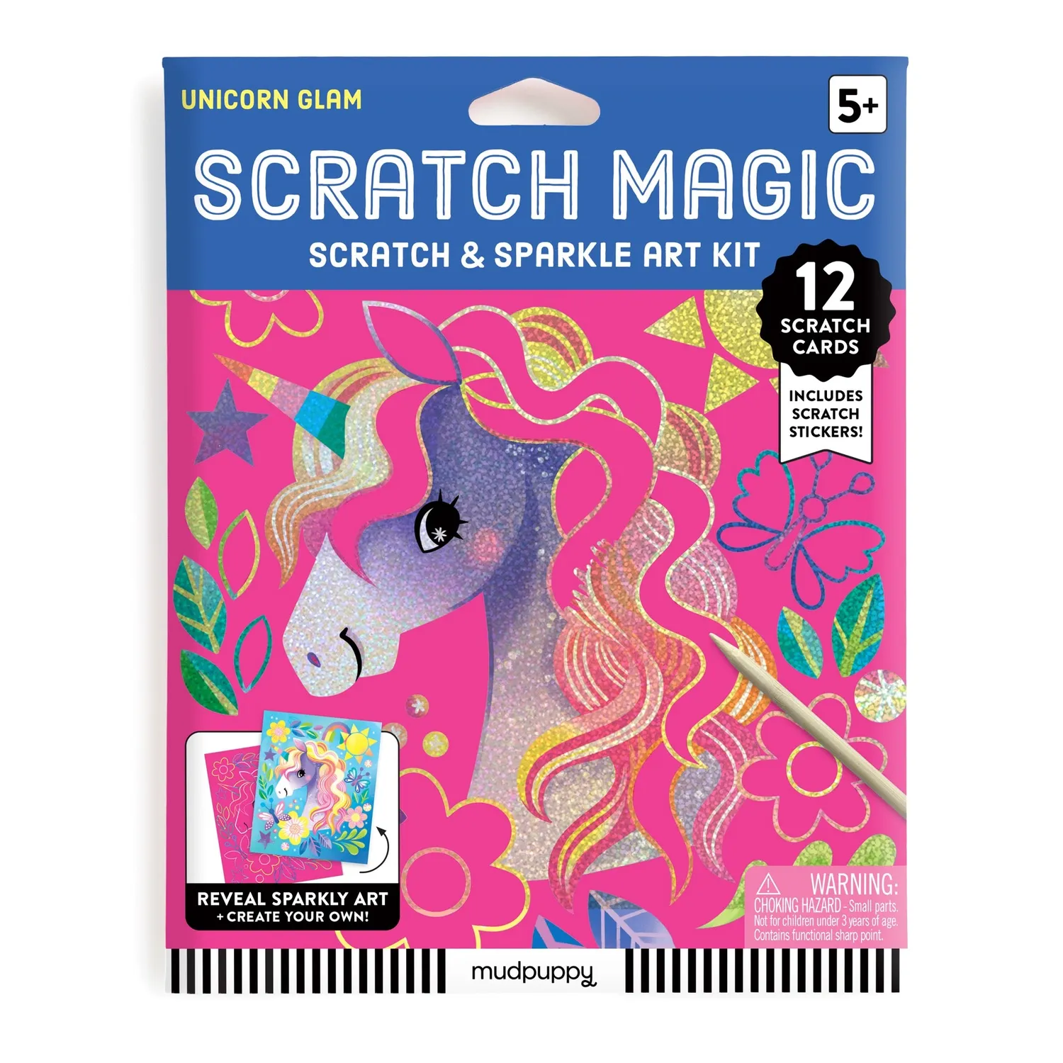 Mudpuppy Unicorn Glam set răzuit 12 planșe + stickere