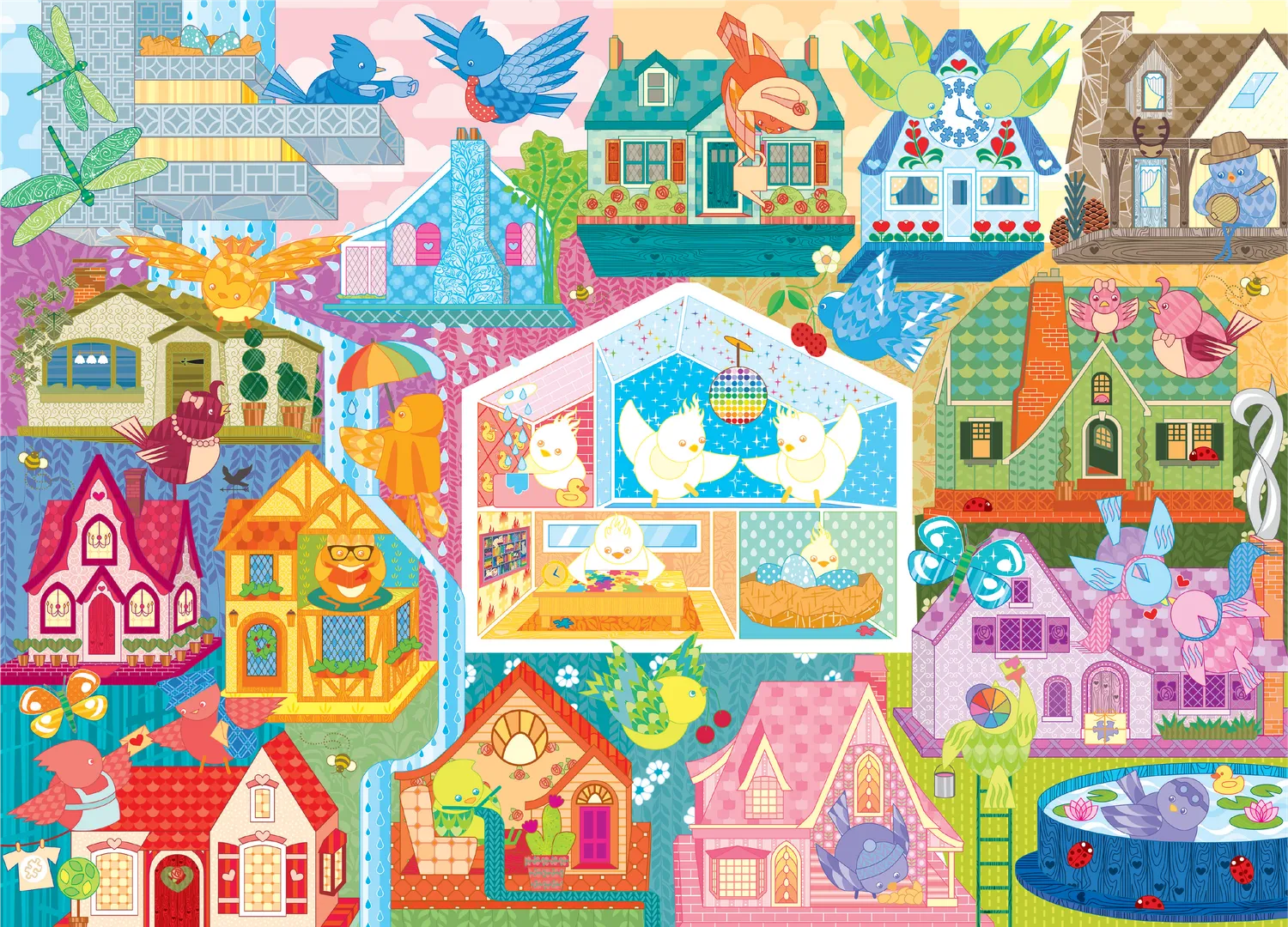 Cobble Hill Rainbow Birdies puzzle 500 piese viteză