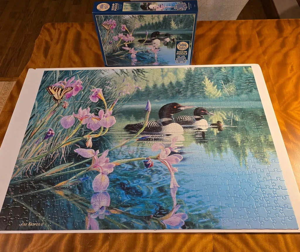 Cobble Hill Iris Cove Loons puzzle 500 piese peisaj lac