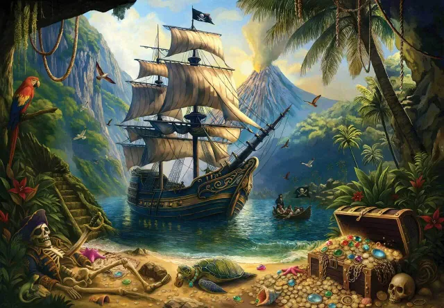 Mosaic Puzzles Curse Skull Island puzzle 50 piese copii pirati