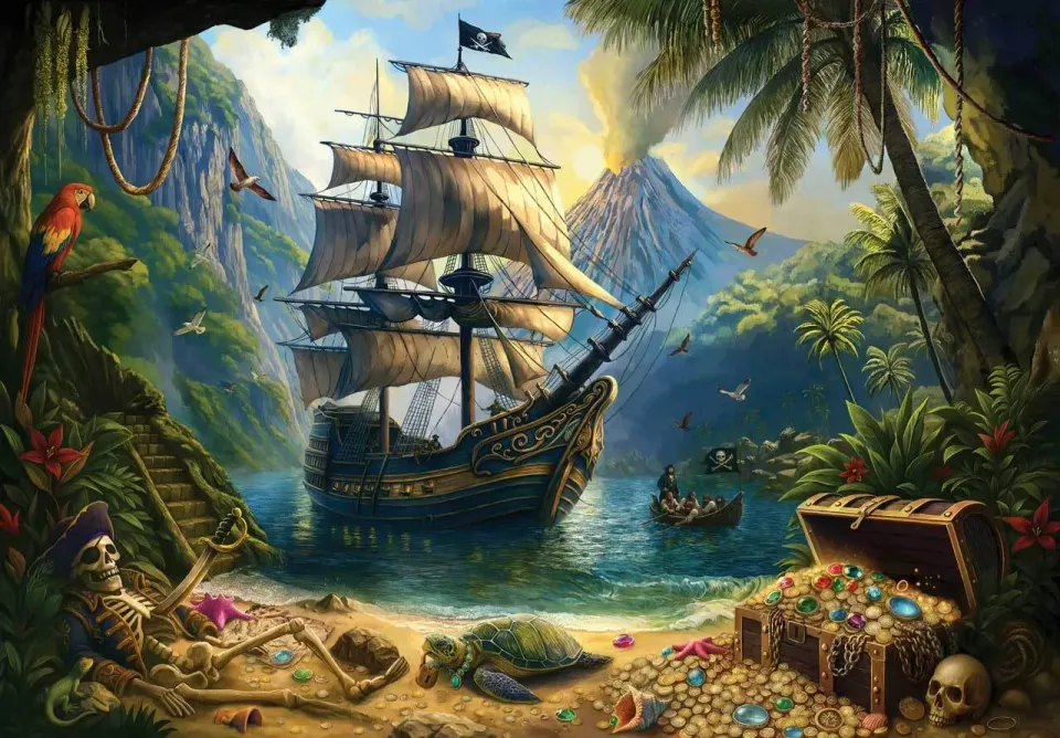 Mosaic Puzzles Curse Skull Island puzzle 50 piese copii pirati