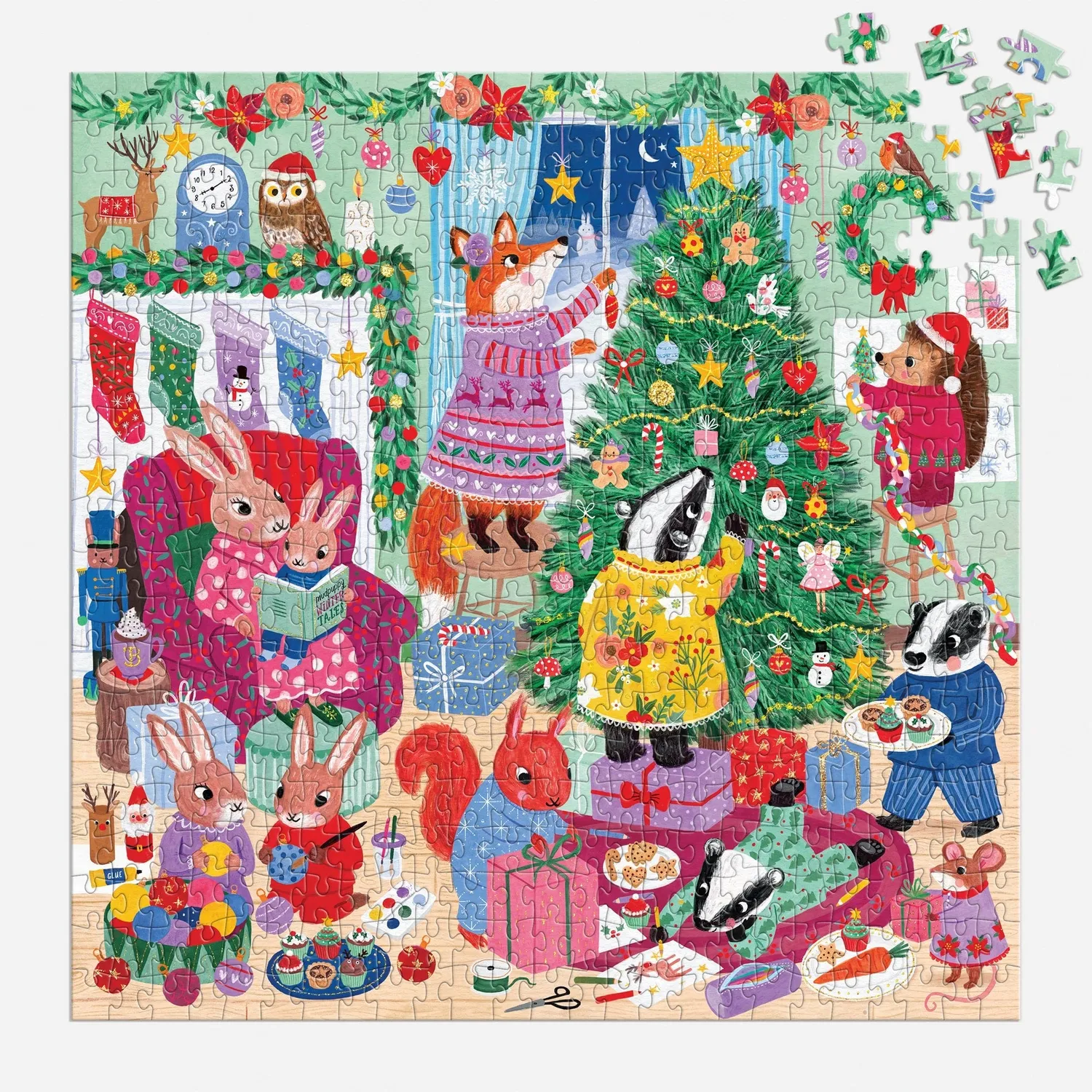 Mudpuppy Evergreen Evening puzzle familie 500 piese iarnă