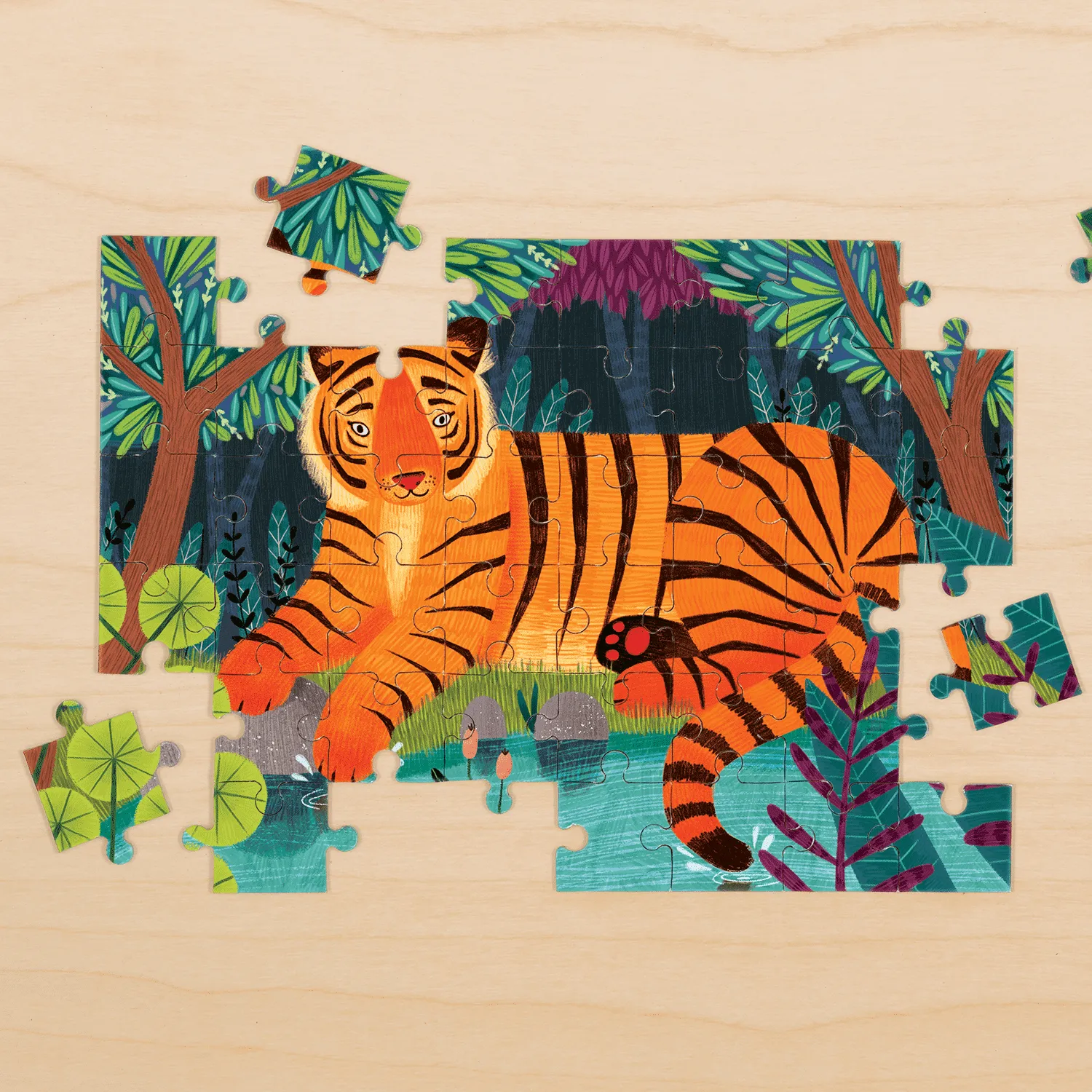 Mudpuppy Bengal Tiger mini puzzle tigru 48 piese