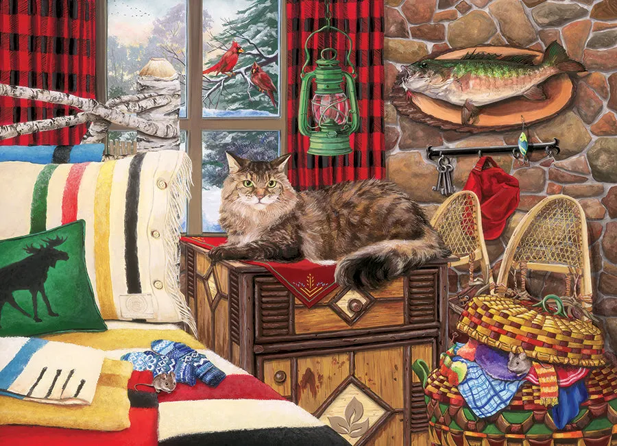 Cobble Hill Lodge Cat puzzle 1000 piese iarna