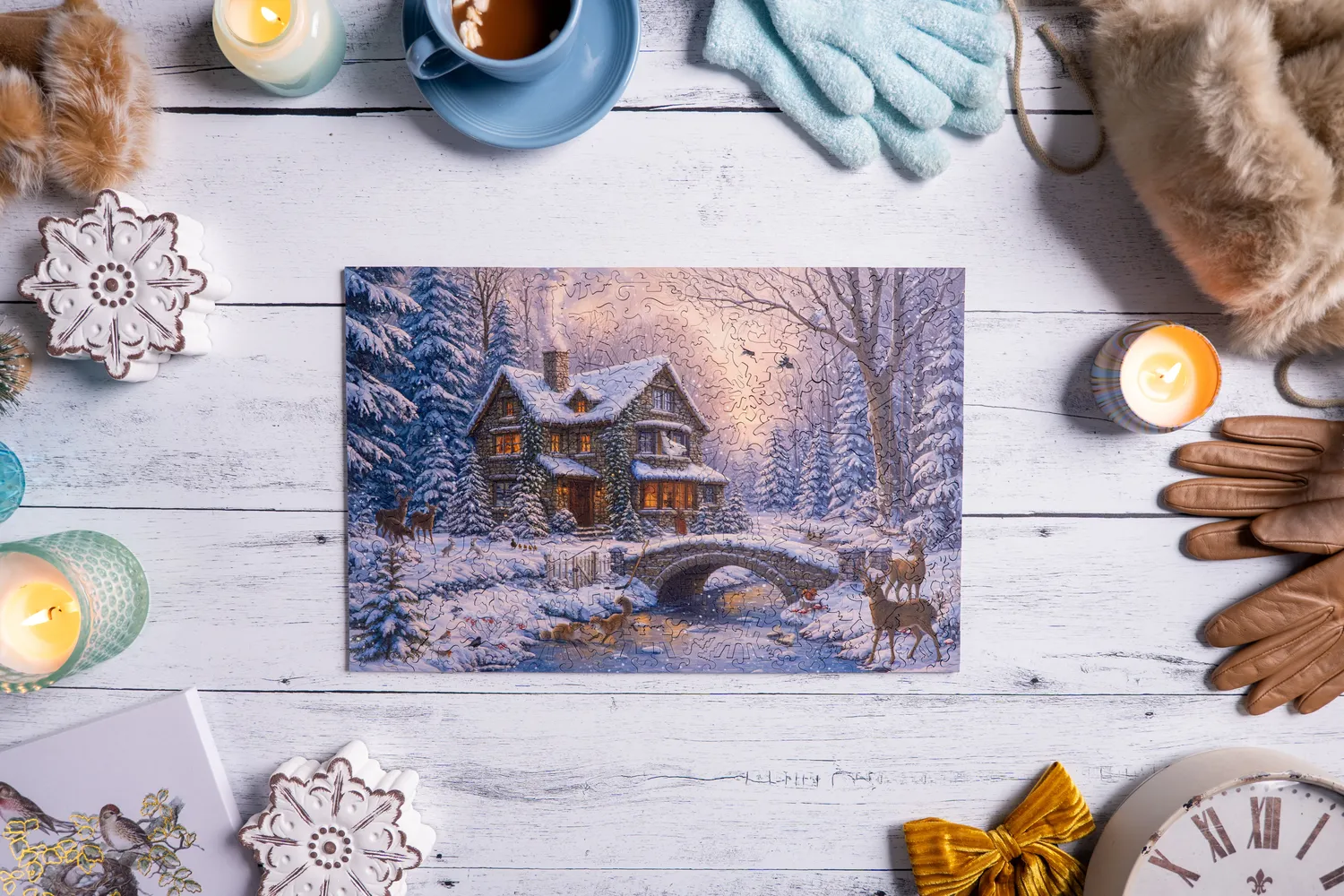 Mosaic Puzzles Woodland Winter Refuge puzzle lemn 1000 piese