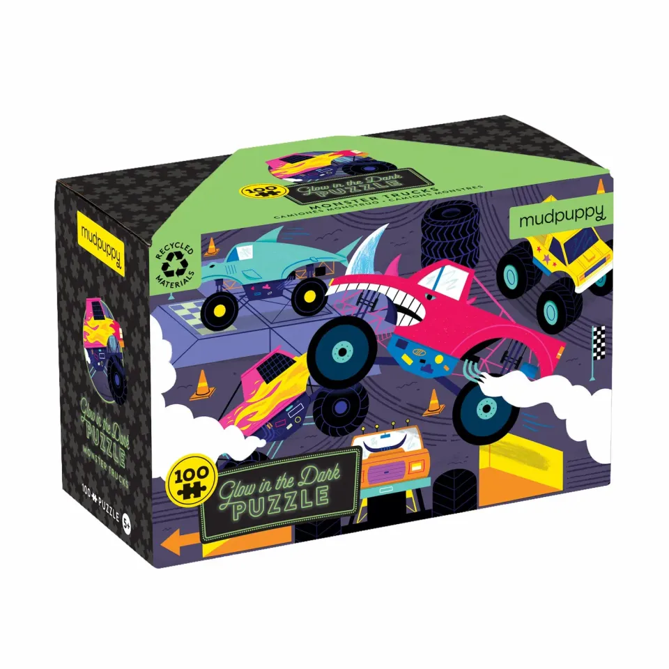 Mudpuppy Monster Trucks puzzle 100 piese fosforescent