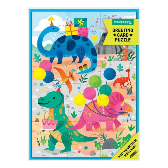 Mudpuppy Dino Party puzzle felicitare 12 piese dinozauri