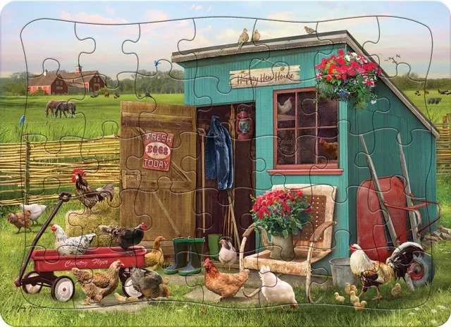 Cobble Hill Happy Hens puzzle tava 35 piese ferma