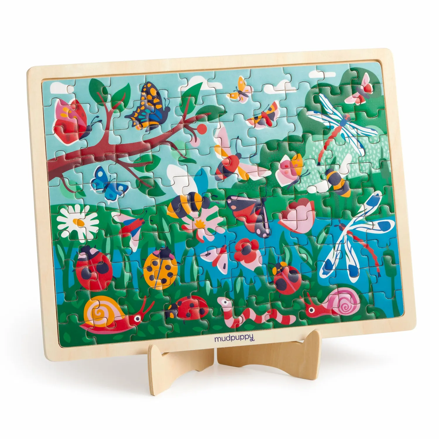 Mudpuppy Garden Life puzzle lemn 100 piese cu suport gradina