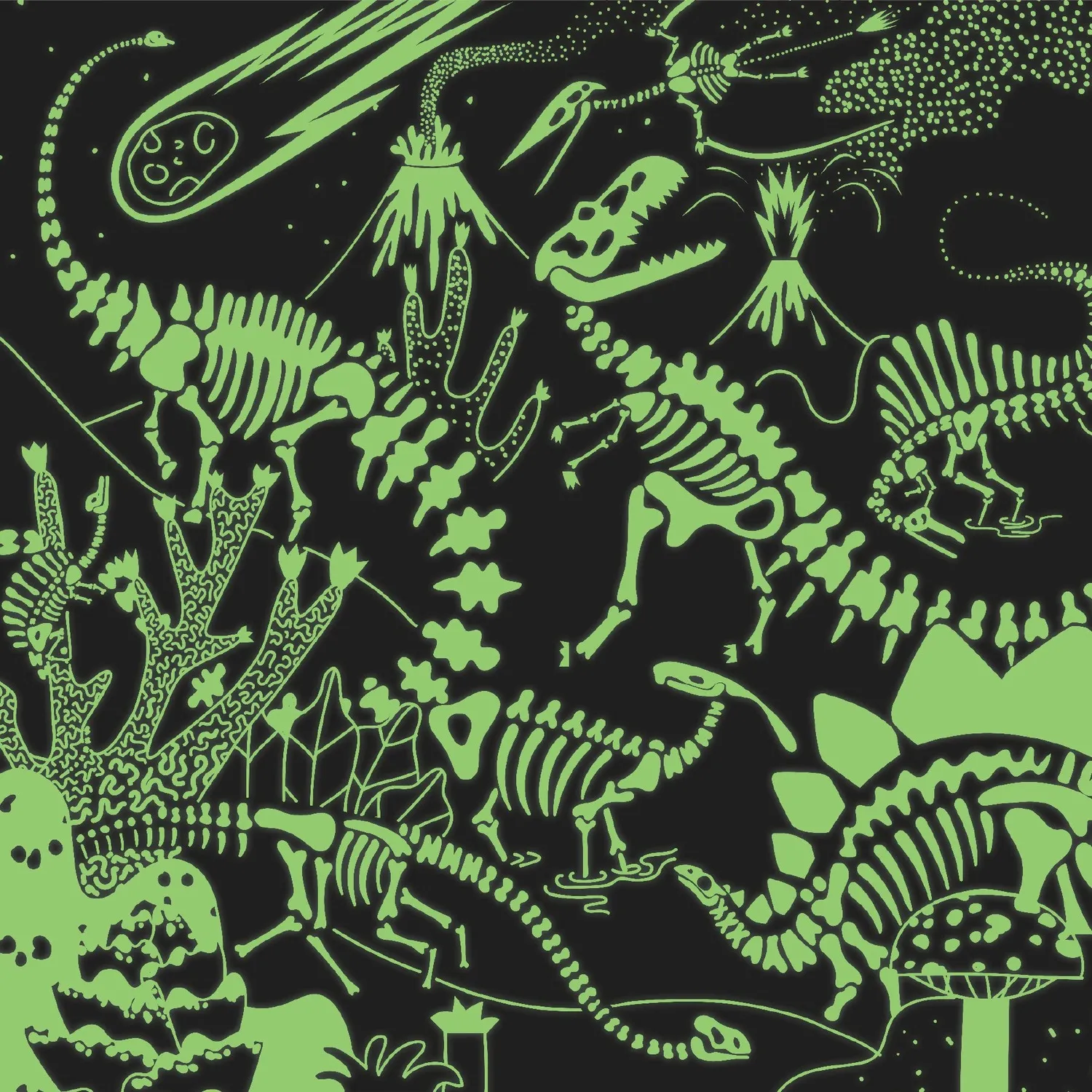 Mudpuppy Dinosaurs Illuminated puzzle 500 piese fosforescent