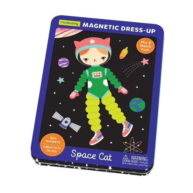 Mudpuppy Space Cat joc magnetic cutie metalică