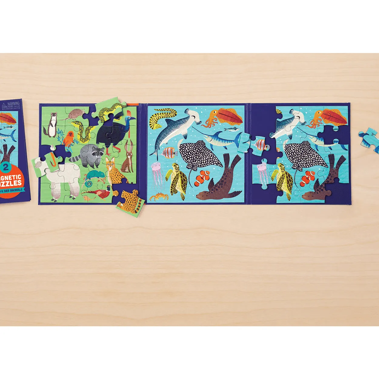 Mudpuppy Land Sea Animals puzzle magnetic 2x20 piese animale