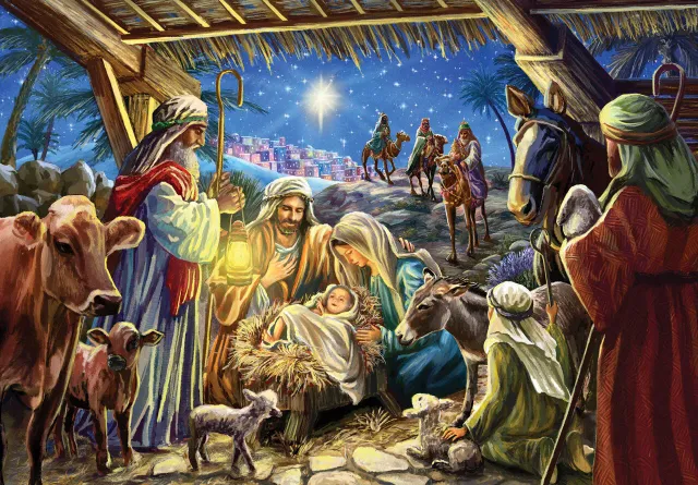 Mosaic Puzzles Away in a Manger puzzle lemn 500 piese craciun