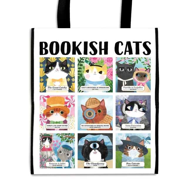 Mudpuppy Bookish Cats sacosa reutilizabila cu pisici
