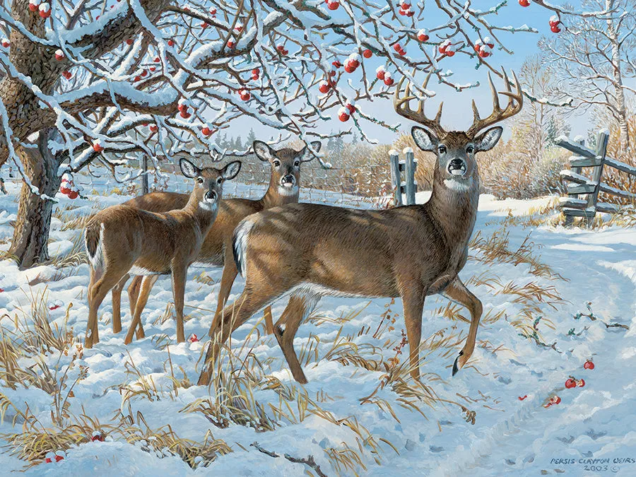 Cobble Hill Winter Deer puzzle 500 piese cerbi