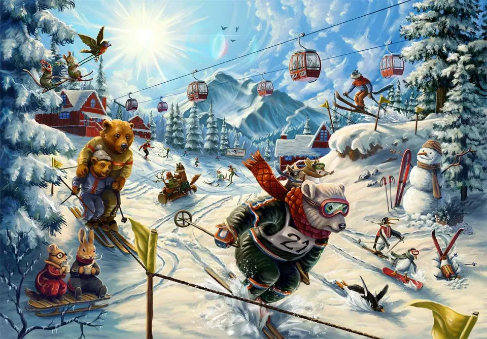 Mosaic Puzzles Bunny Slope Scramble puzzle lemn 250 piese iarna