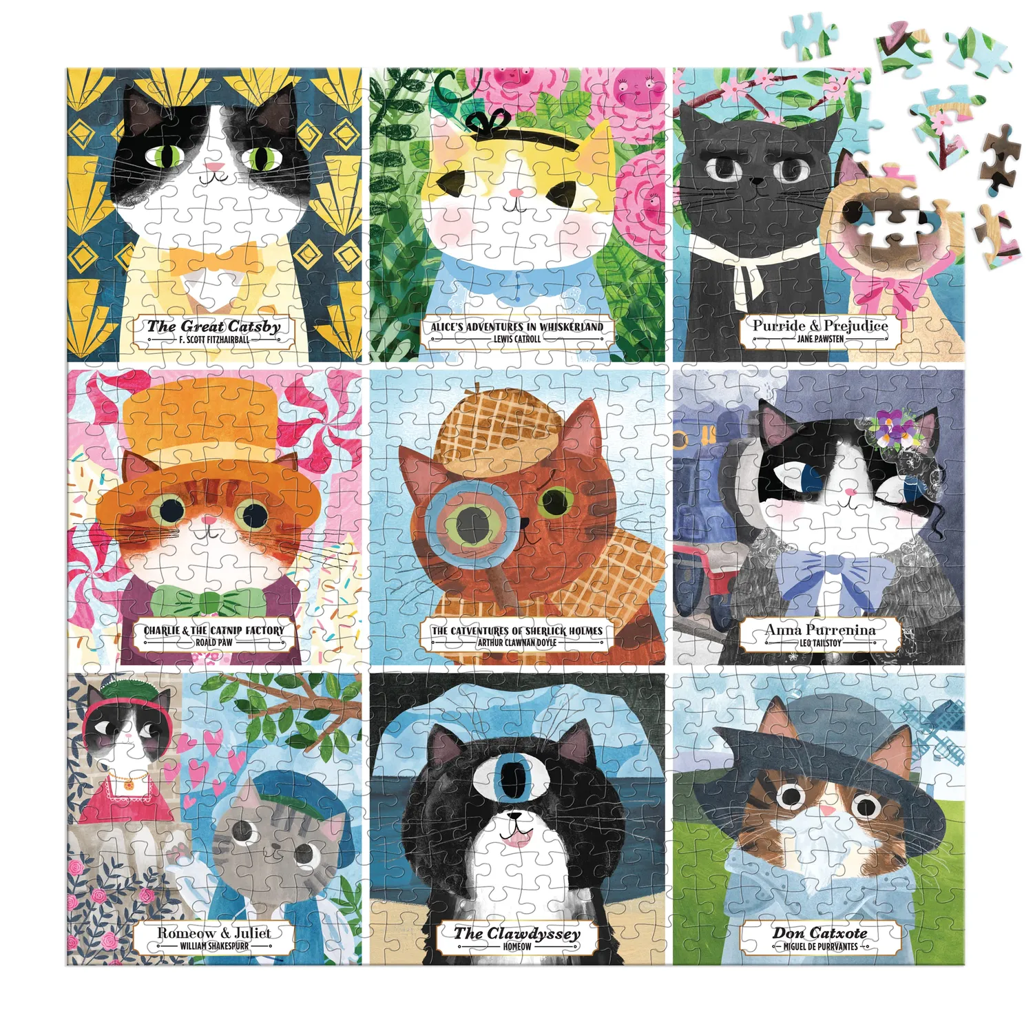 Mudpuppy Bookish Cats puzzle 500 piese pisici