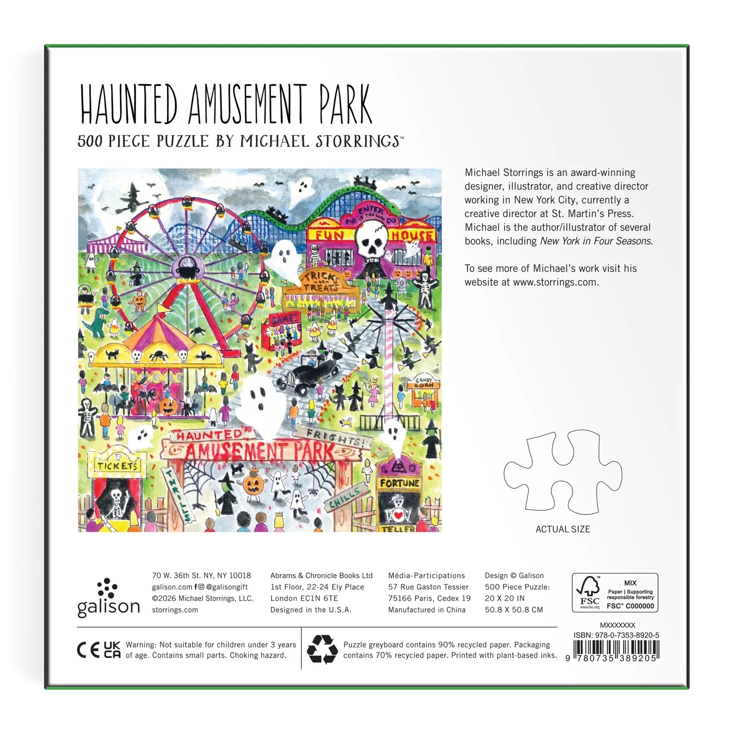 Mudpuppy Michael Storrings Haunted Amusement Park puzzle 500 piese Halloween