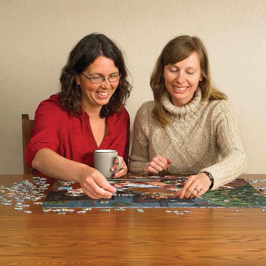 Cobble Hill Christmas Puppies puzzle 1000 piese catei Craciun