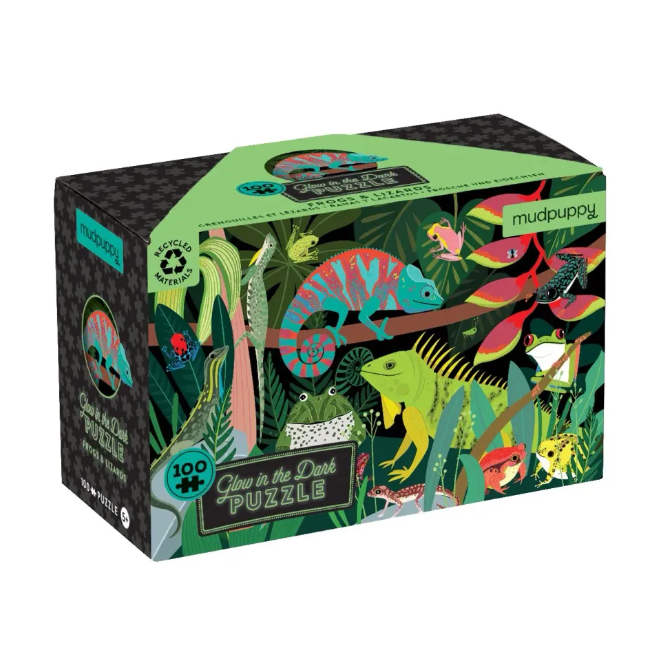Mudpuppy Frogs & Lizards puzzle 100 piese fosforescent