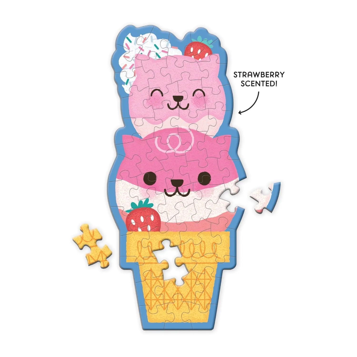 Mudpuppy Strawberry Cat Cone puzzle 48 piese parfumat