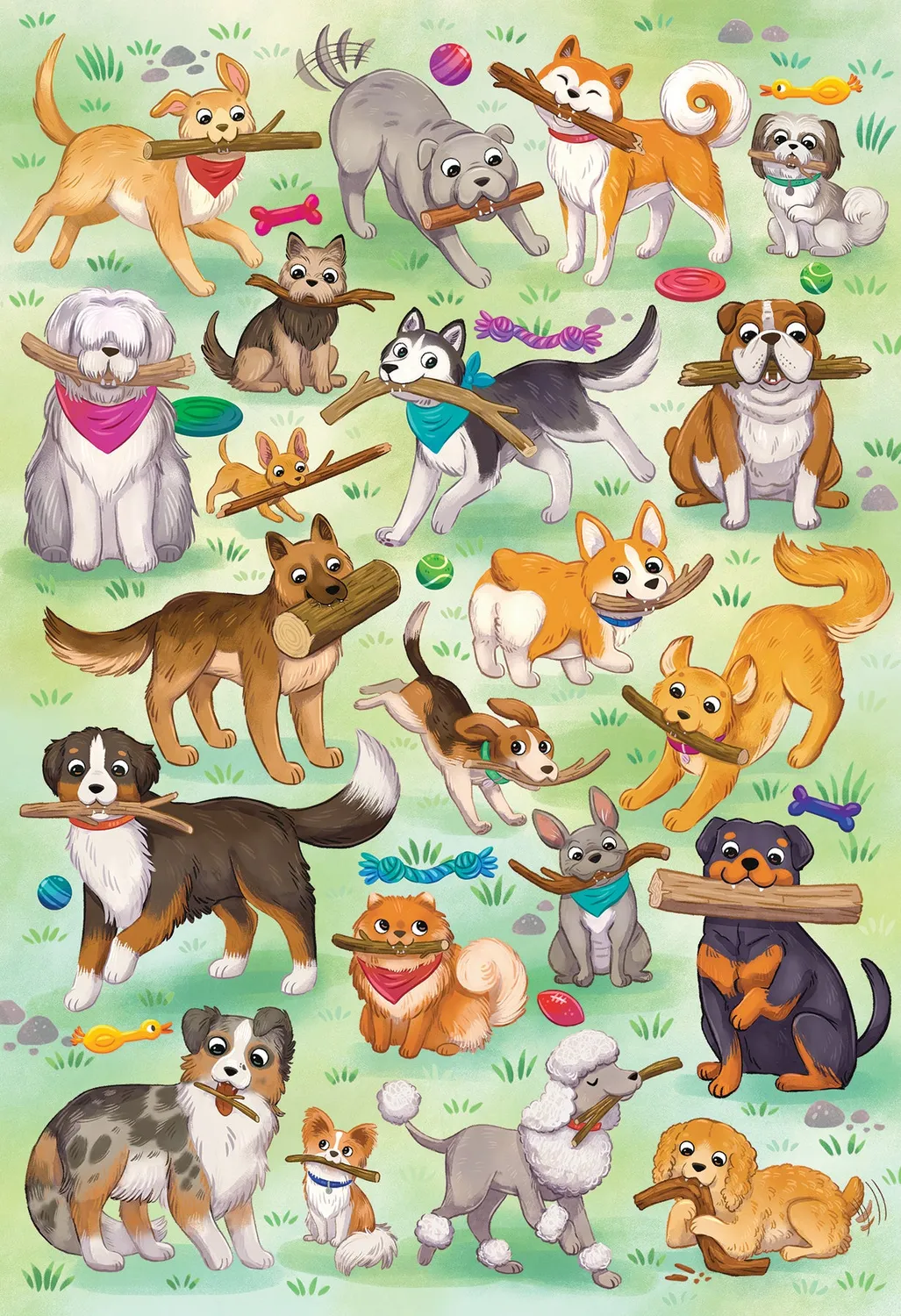 Cobble Hill Fetch puzzle 100 piese caini jucarii