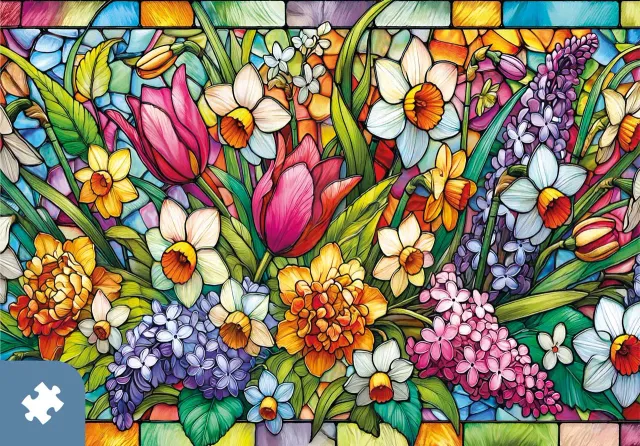 Mosaic Puzzles Traditions Glass Petals puzzle 1000 piese flori