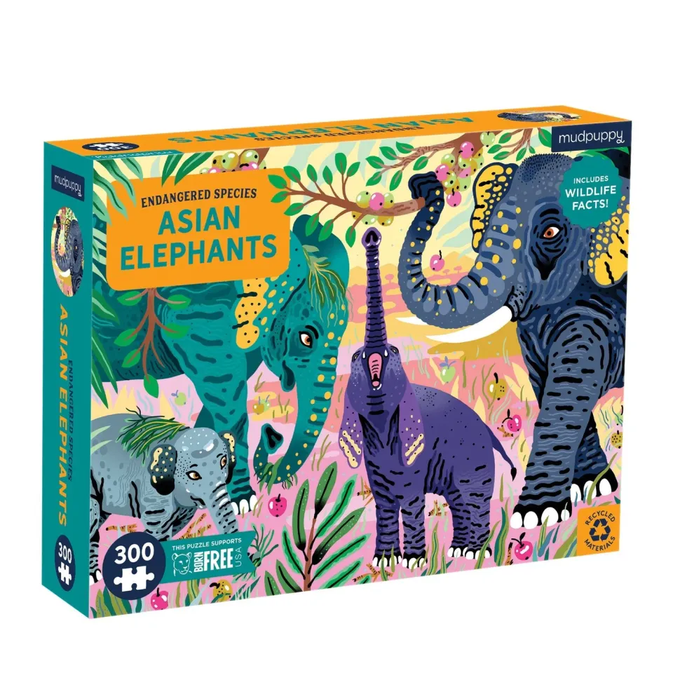 Mudpuppy Asian Elephants puzzle 300 piese elefanti